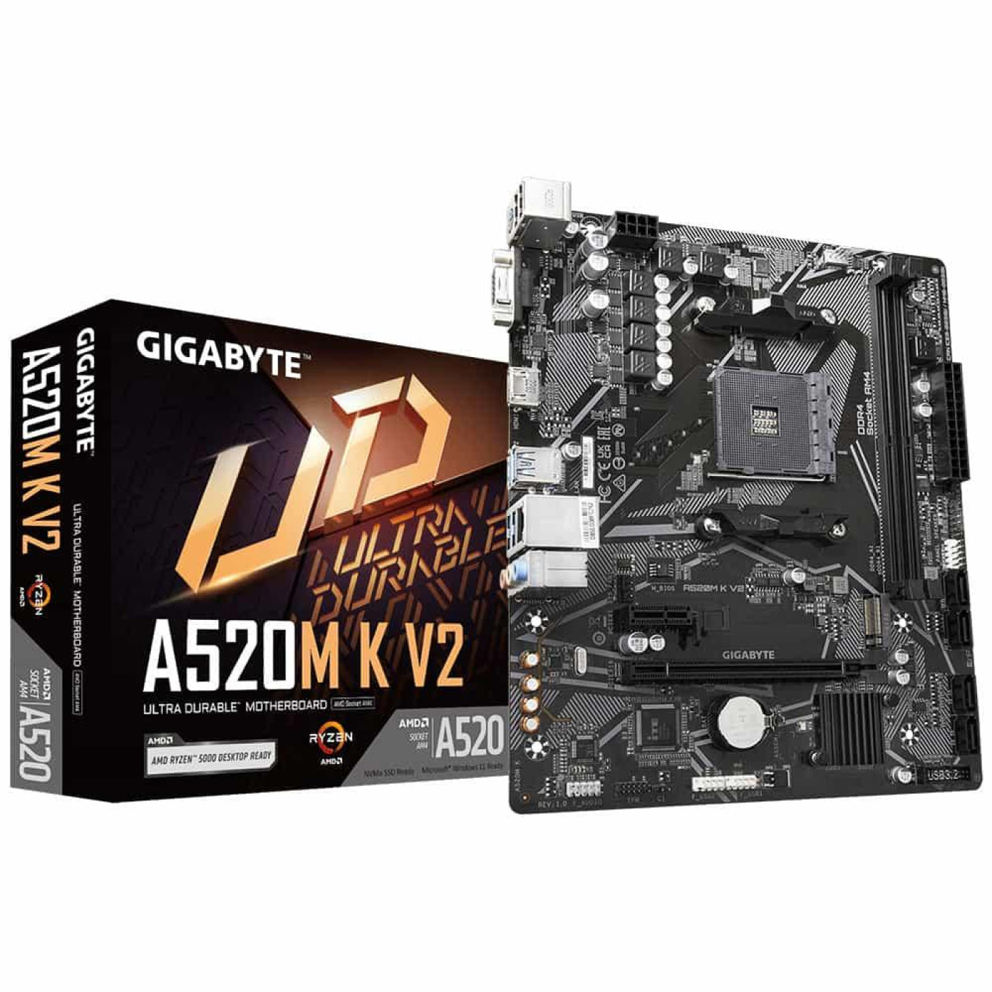 Материнська плата Gigabyte A520M K V2 (A520M K V2) (Socket AM4, AMD A520, Micro-ATX)