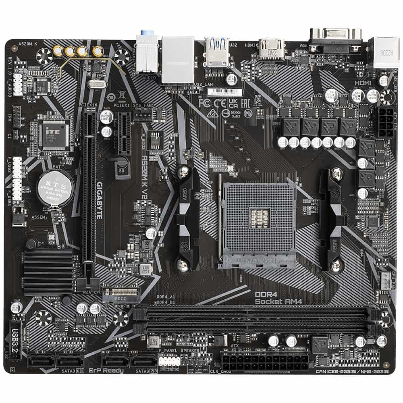 Материнська плата Gigabyte A520M K V2 (A520M K V2) (Socket AM4, AMD A520, Micro-ATX)