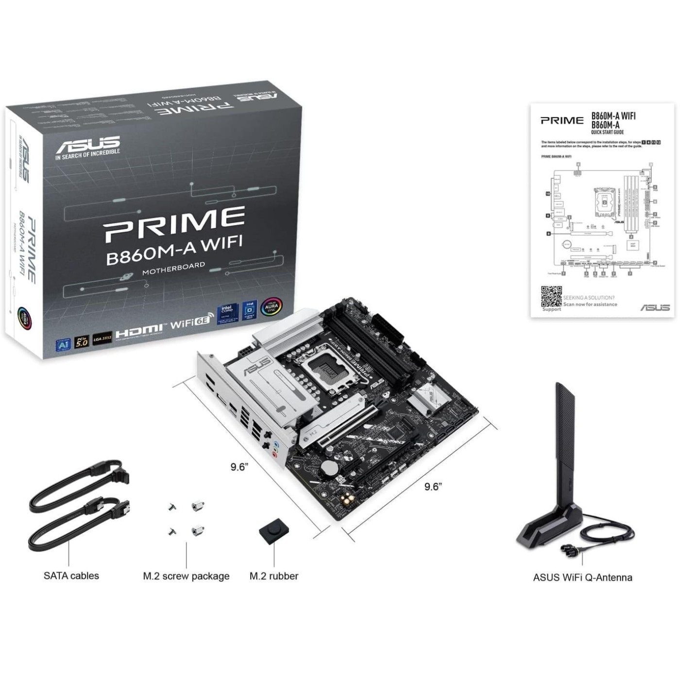 Материнская плата ASUS PRIME B860M-A WIFI (PRIME B860M-A WIFI) (Socket 1851, Intel B860, Micro-ATX)