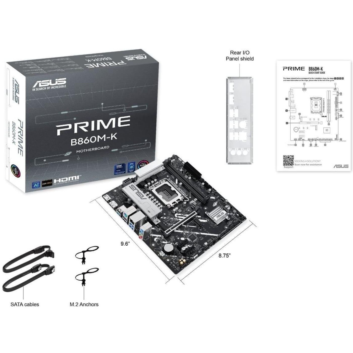 Материнская плата ASUS PRIME B860M-K (PRIME B860M-K) (Socket 1851, Intel B860, Micro-ATX)