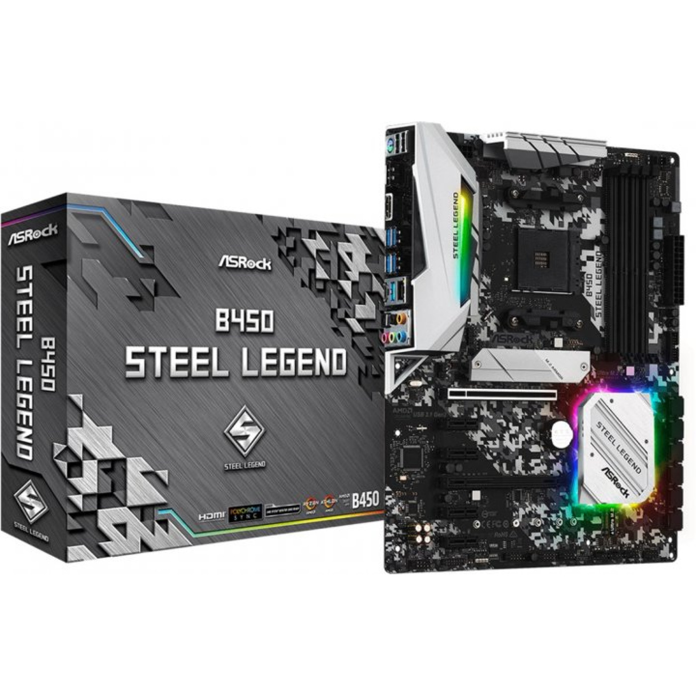 Материнська плата AsRock B450 Steel Legend (B450 STEEL LEGEND) (Socket AM4, AMD B450, ATX) Б/в
