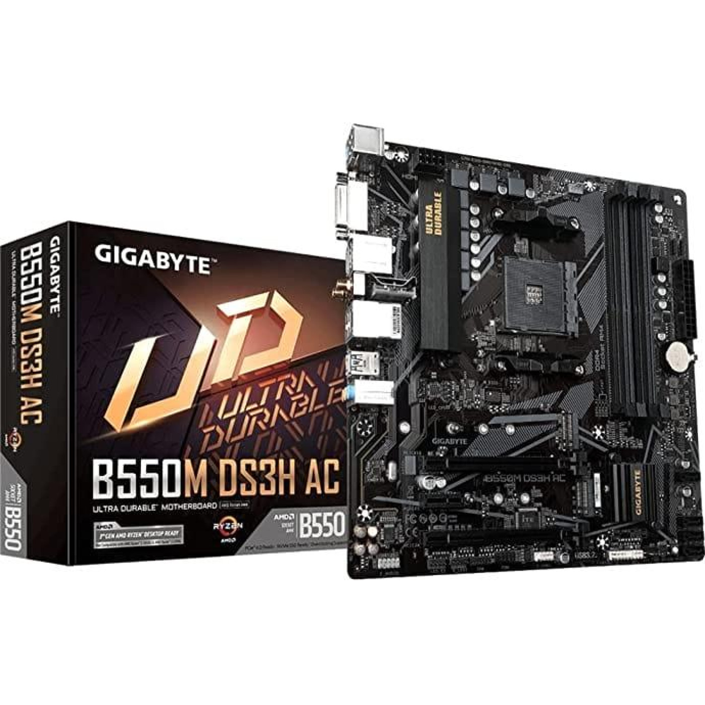 Материнська плата Gigabyte B550M DS3H AC (B550M DS3H AC) (Socket AM4, AMD B550, Micro-ATX)