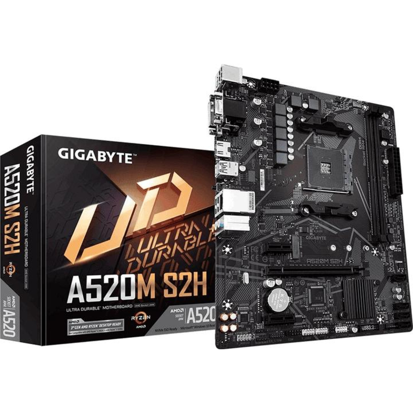 Материнська плата Gigabyte A520M S2H (A520M S2H) (Socket AM4, AMD A520, Micro-ATX)
