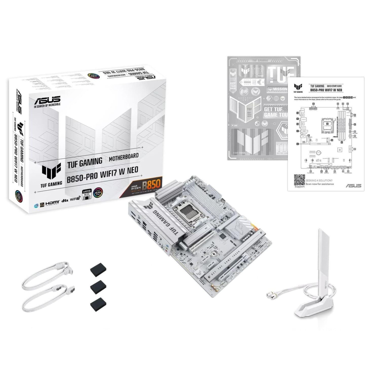 Материнская плата ASUS TUF GAMING B850-PRO WIFI7 W NEO WHITE (TUF GAMING B850-PRO WIFI7 W NEO) (Socket AM5, AMD B850, ATX)