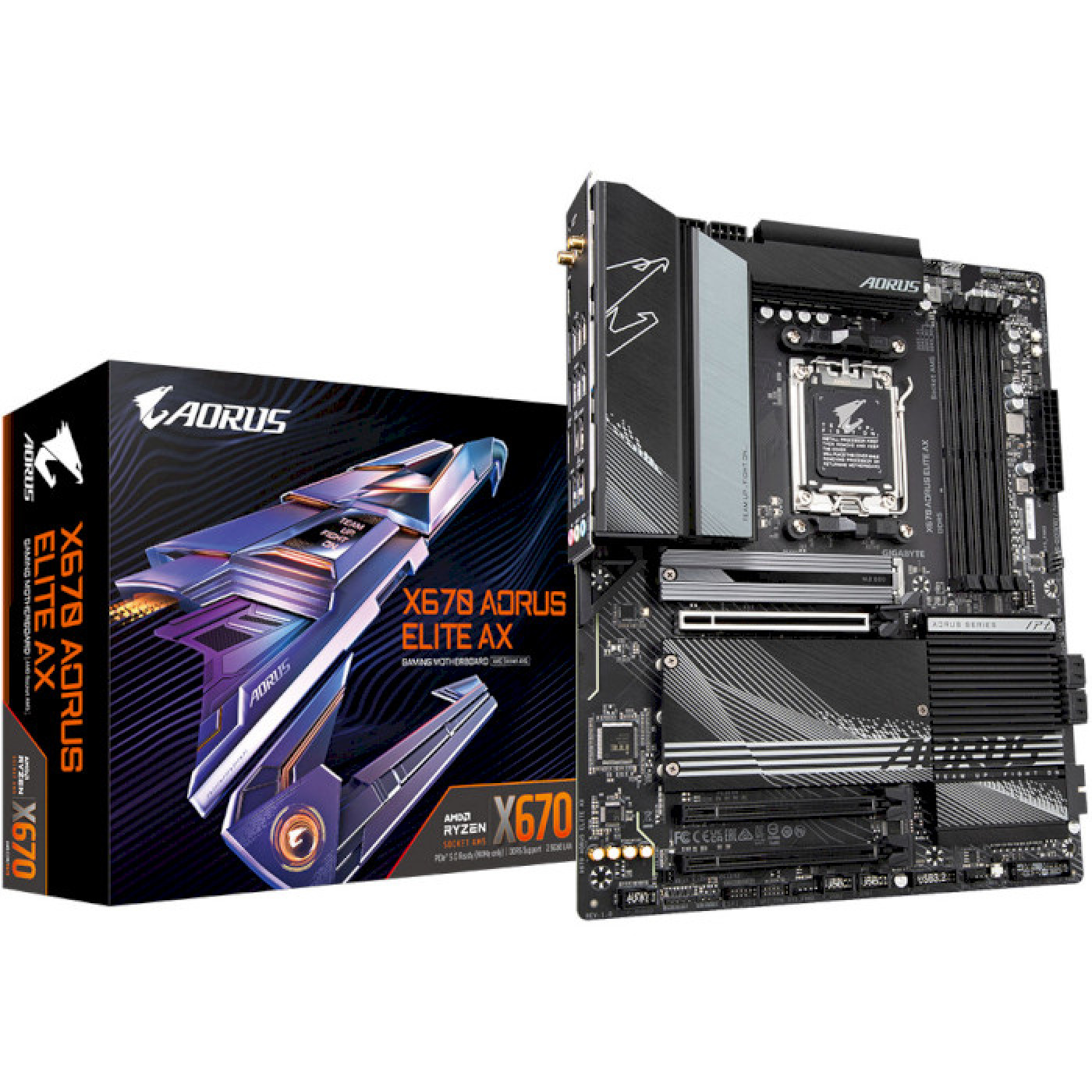 Материнська плата Gigabyte X670 AORUS ELITE AX (X670 AORUS ELITE AX) (Socket AM5, AMD X670, ATX) Б/в