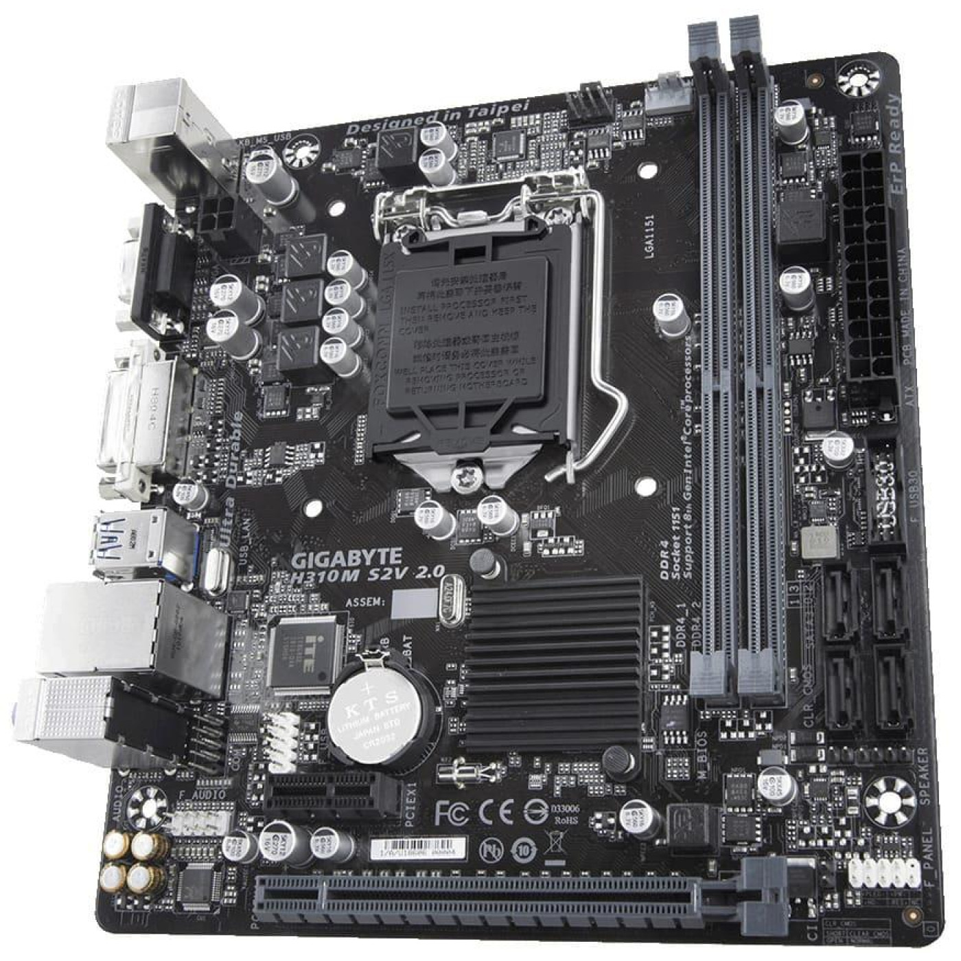 Материнская плата Gigabyte H310M S2V 2.0 (H310M S2V 2.0) (Socket 1151 v2, Intel H310, Micro-ATX) Б/у,U1