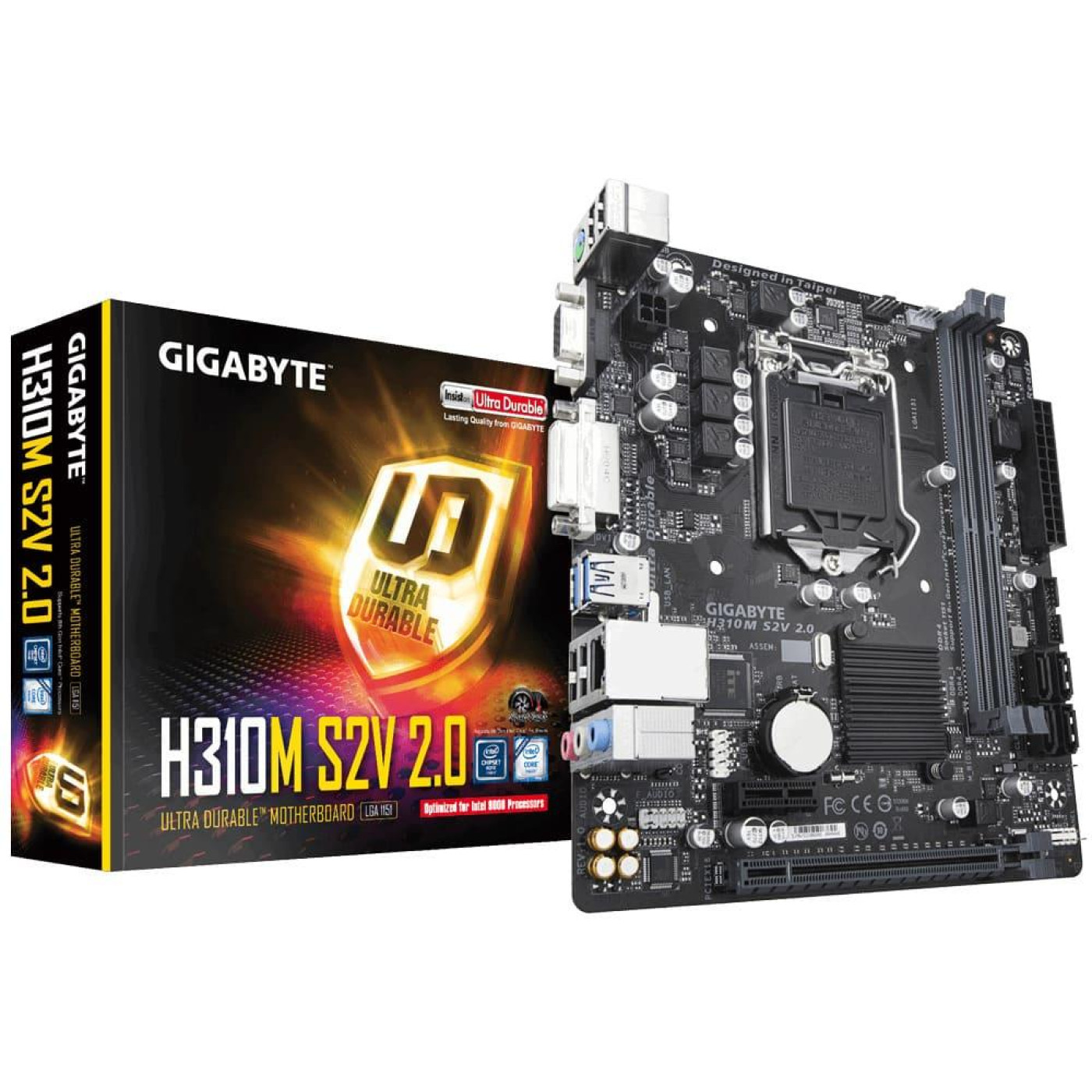 Материнская плата Gigabyte H310M S2V 2.0 (H310M S2V 2.0) (Socket 1151 v2, Intel H310, Micro-ATX) Б/у,U1