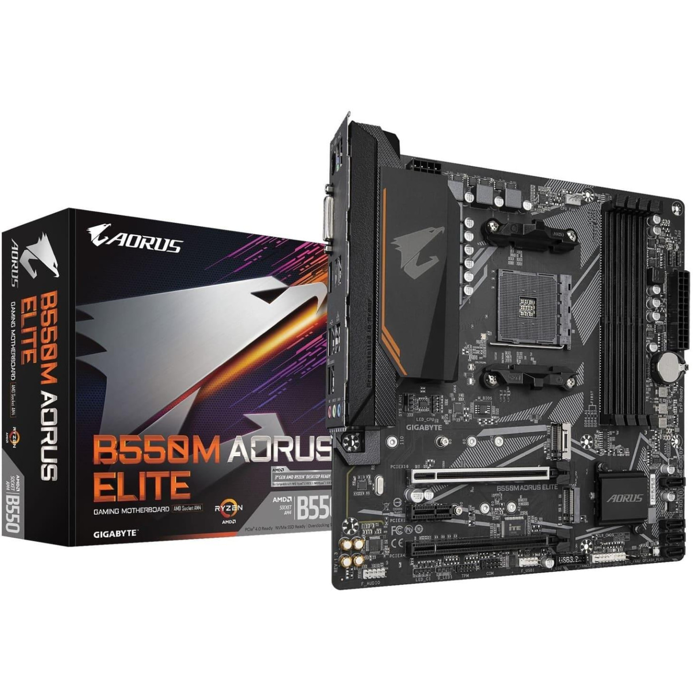 Материнська плата Gigabyte B550M Aorus Elite (B550M AORUS ELITE) (Socket AM4, AMD B550, Micro-ATX)