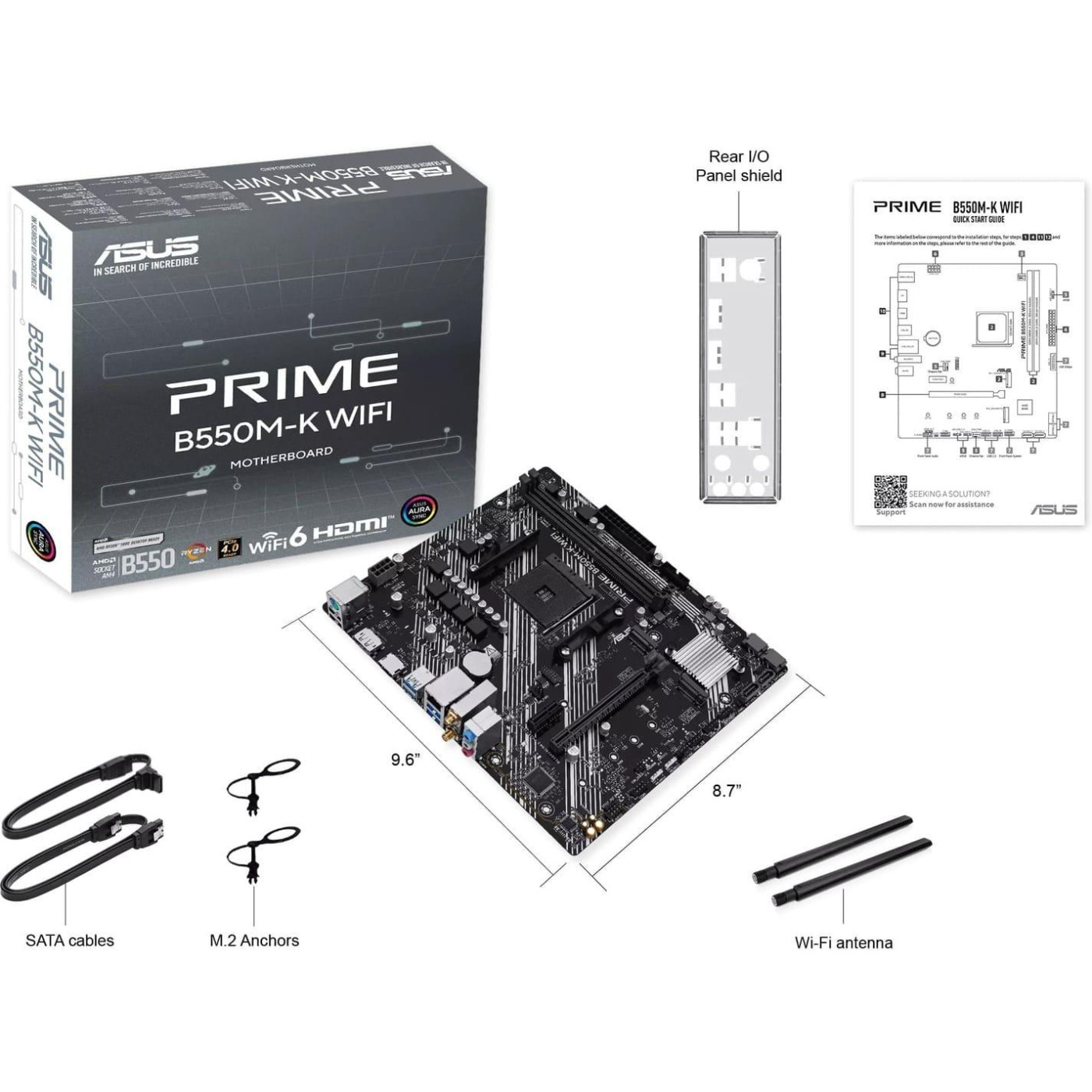 Материнська плата ASUS PRIME B550M-K WIFI (PRIME B550M-K WIFI) (Socket AM4, AMD B550, Micro-ATX)