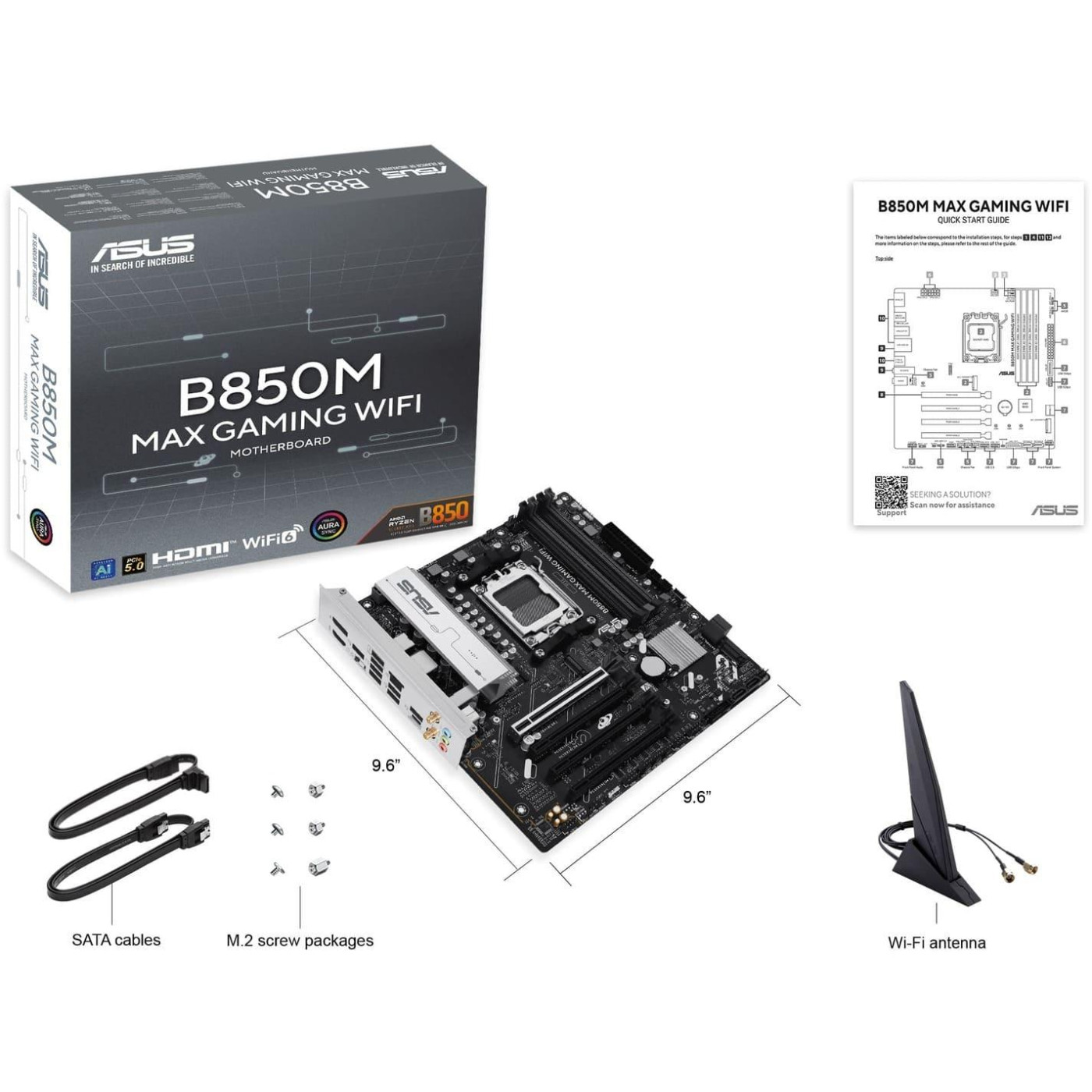 Материнская плата ASUS B850M MAX GAMING WIFI (B850M MAX GAMING WIFI) (Socket AM5, AMD B850, Micro-ATX)