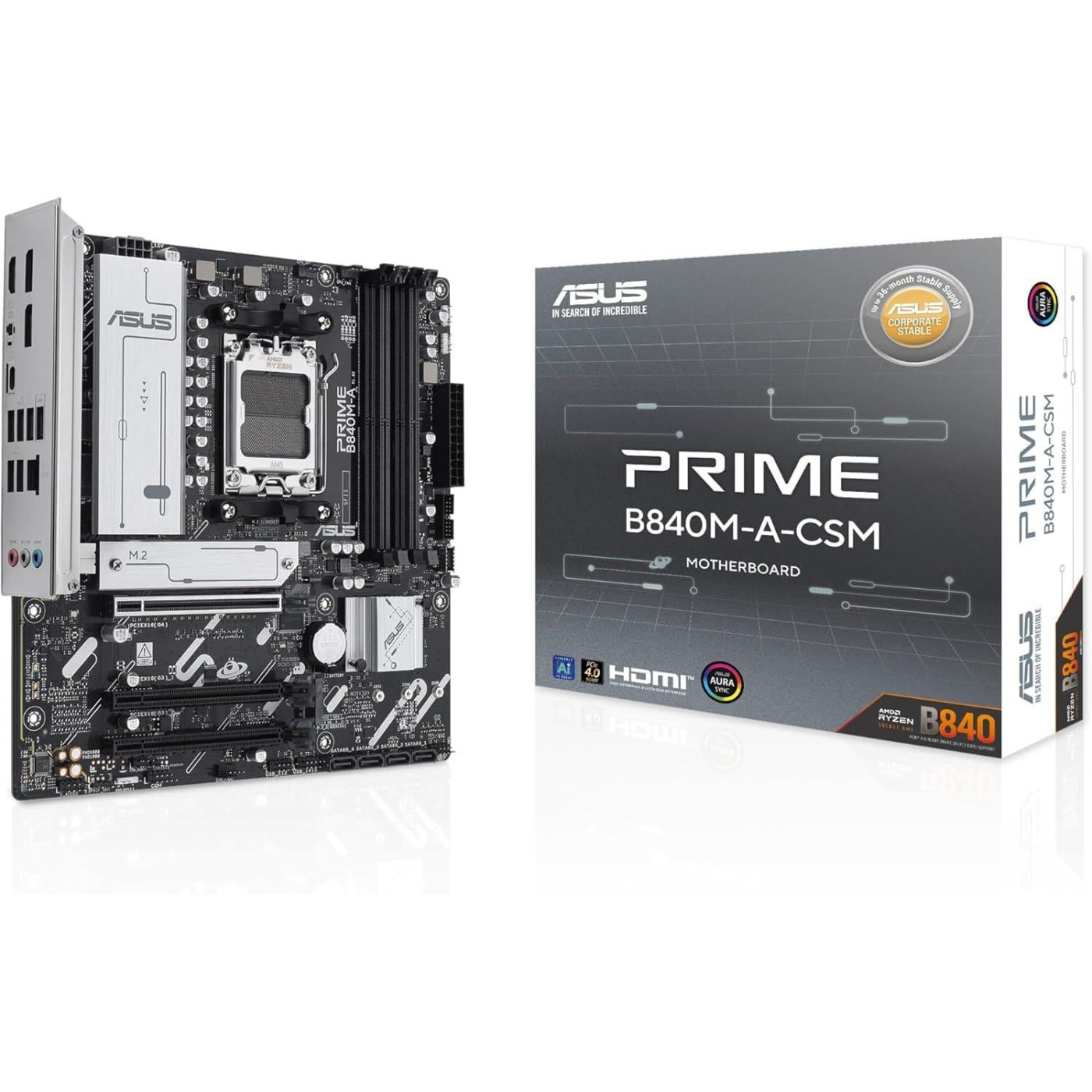 Материнська плата ASUS PRIME B840M-A-CSM (PRIME B840M-A-CSM) (Socket AM5, AMD B840, Micro-ATX)