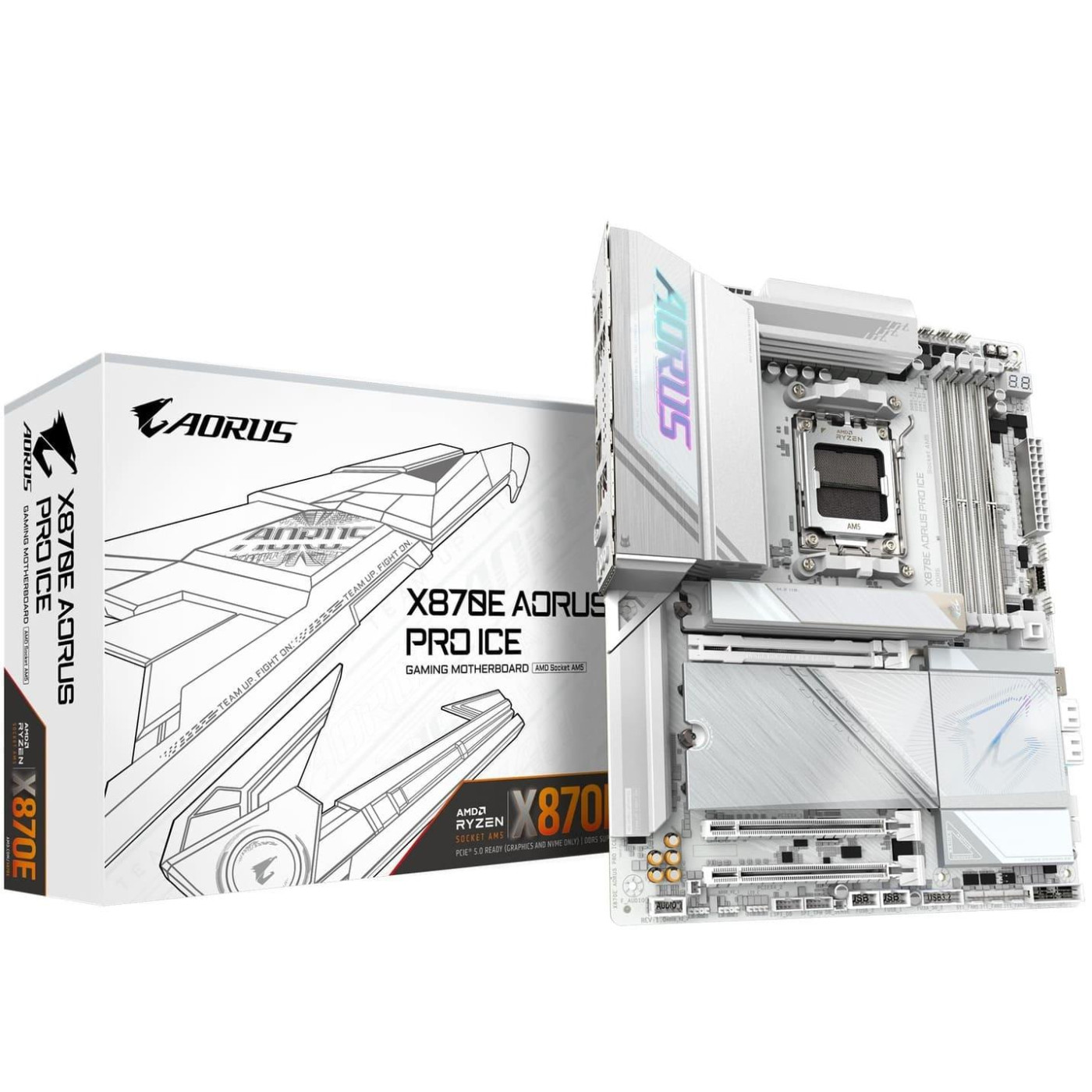 Материнська плата Gigabyte X870E AORUS PRO ICE (X870E AORUS PRO ICE) (Socket AM5, AMD X870E, ATX)
