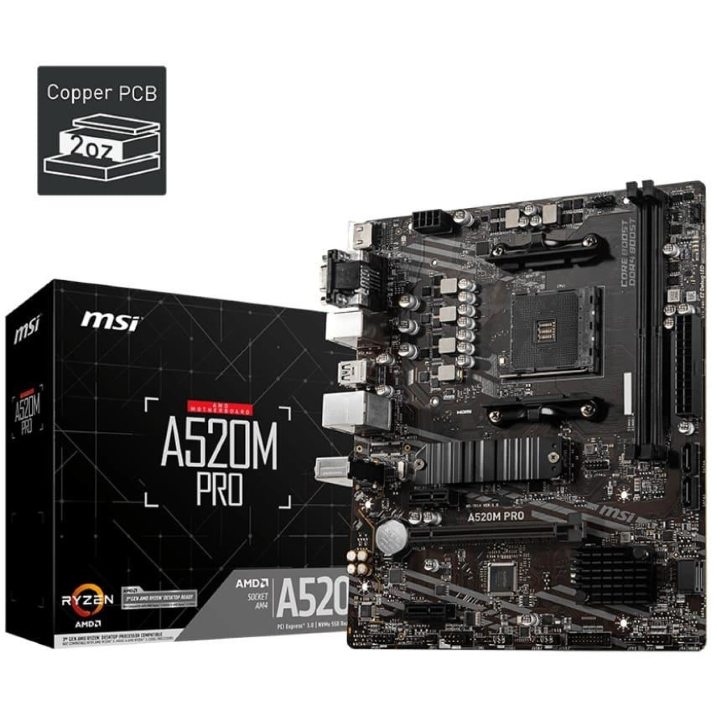 Материнська плата MSI A520M Pro (A520M Pro) (Socket AM4, AMD A520, Micro-ATX) Б/в
