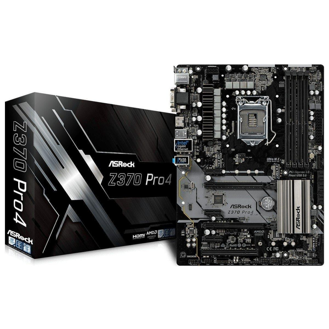 Материнська плата AsRock Z370 Pro4 (Z370 Pro4) (Socket 1151 v2, Intel Z370, ATX) Б/в