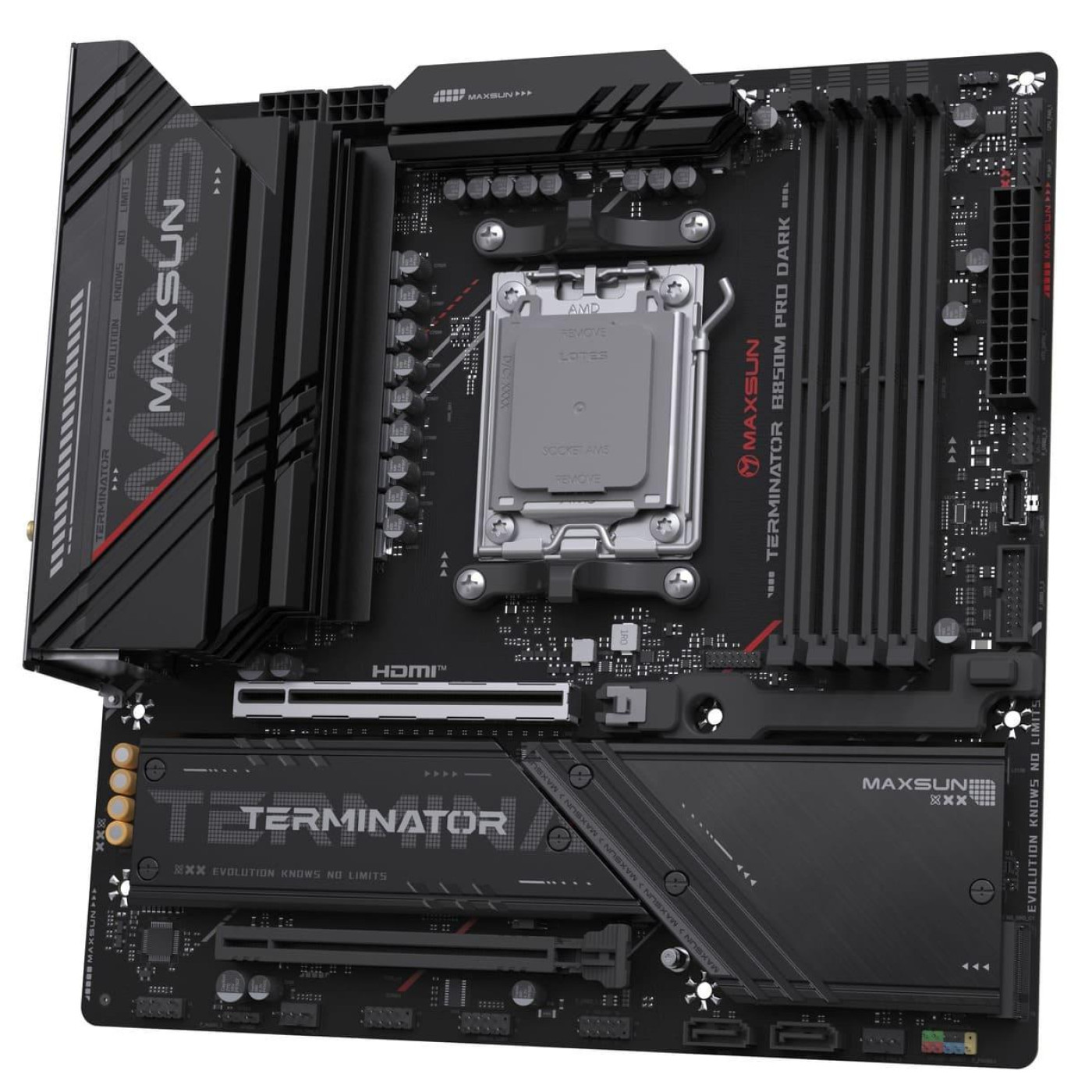 Материнская плата Maxsun Terminator B850M PRO DARK WIFI (MS-Terminator B850M PRO DARK WIFI) (Socket AM5, AMD B850, Micro-ATX)