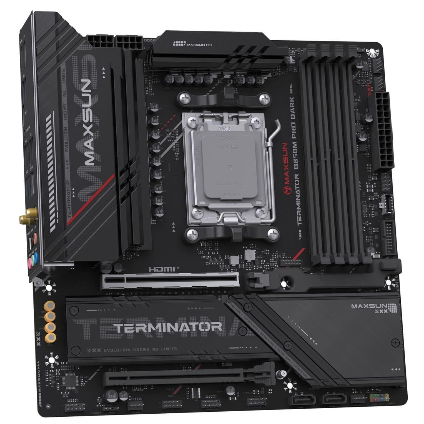 Материнская плата Maxsun Terminator B850M PRO DARK WIFI (MS-Terminator B850M PRO DARK WIFI) (Socket AM5, AMD B850, Micro-ATX)