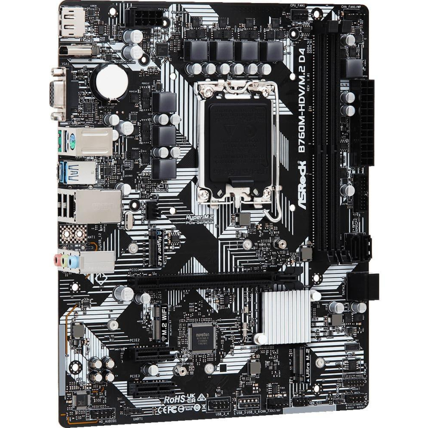 Материнская плата AsRock B760M-HDV/M.2 D4 (B760M-HDV/M.2 D4) (Socket 1700, Intel B760, Micro-ATX)