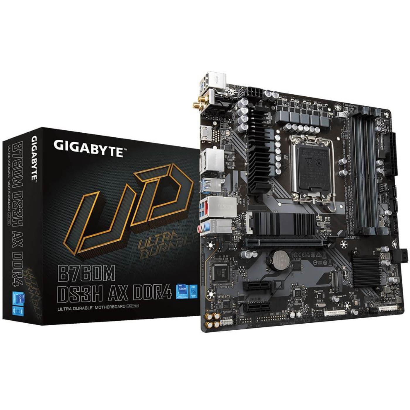 Материнська плата Gigabyte B760M DS3H AX DDR4 (B760M DS3H AX DDR4) (Socket 1700, Intel B760, Micro-ATX)