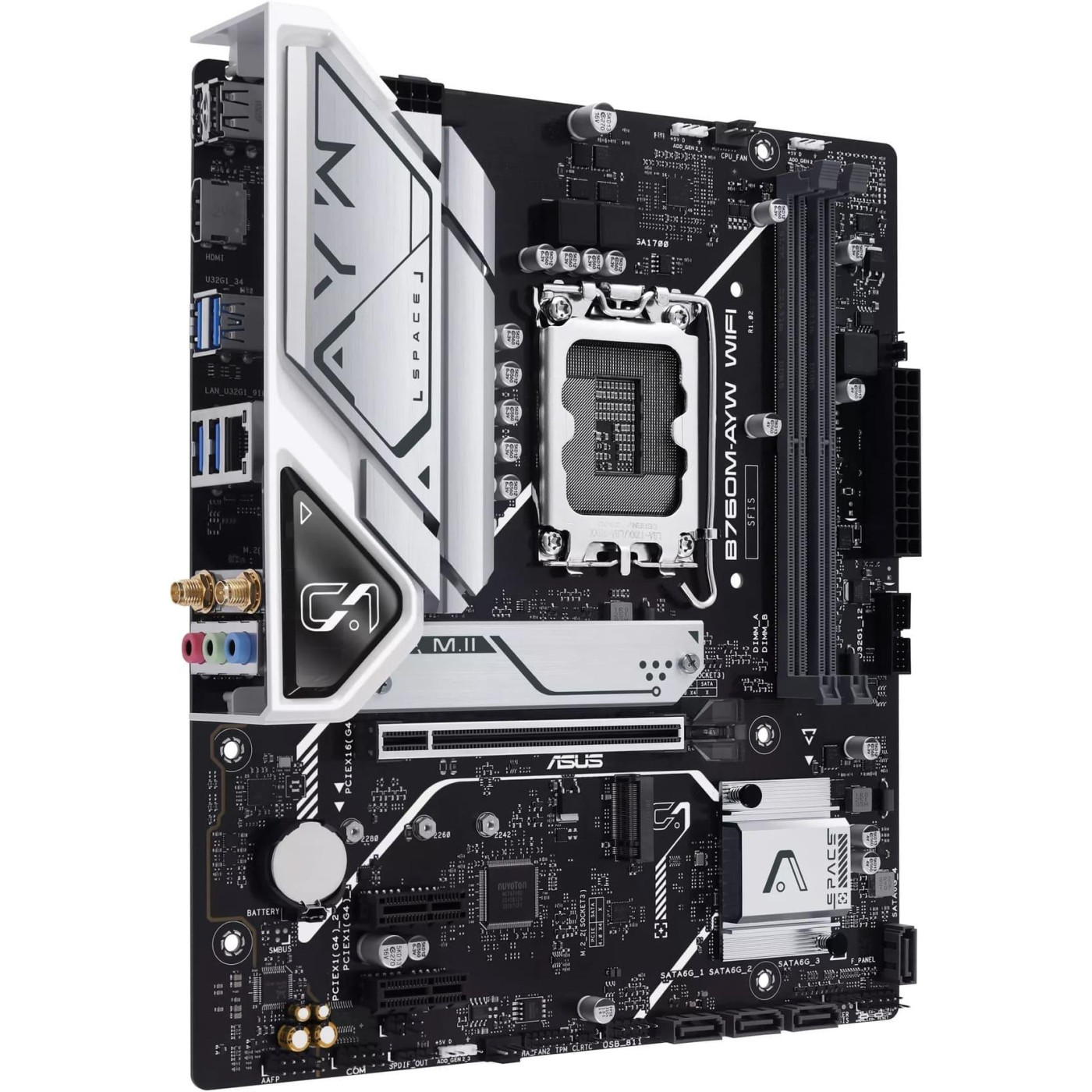 Материнская плата ASUS B760M-AYW WIFI-SI (B760M-AYW WIFI-SI) (Socket 1700, Intel B760, Micro-ATX)