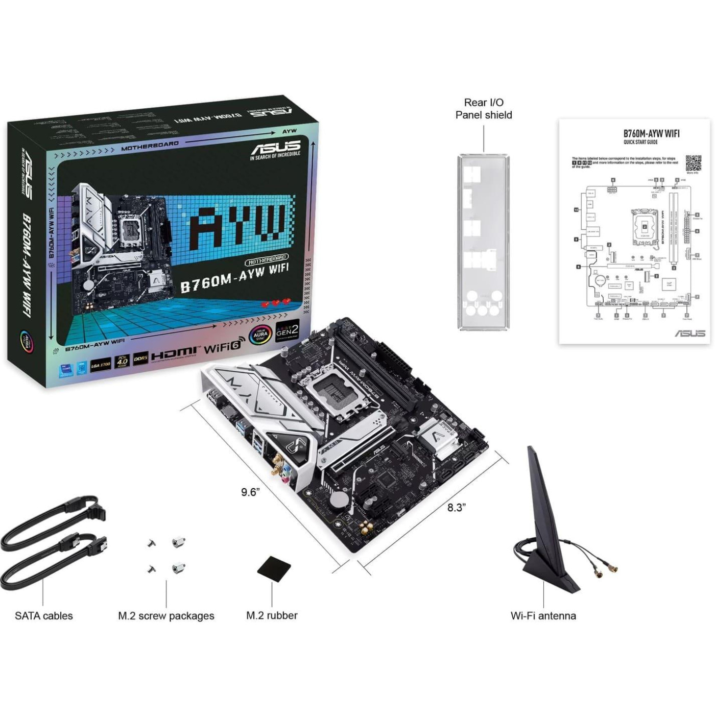 Материнская плата ASUS B760M-AYW WIFI-SI (B760M-AYW WIFI-SI) (Socket 1700, Intel B760, Micro-ATX)