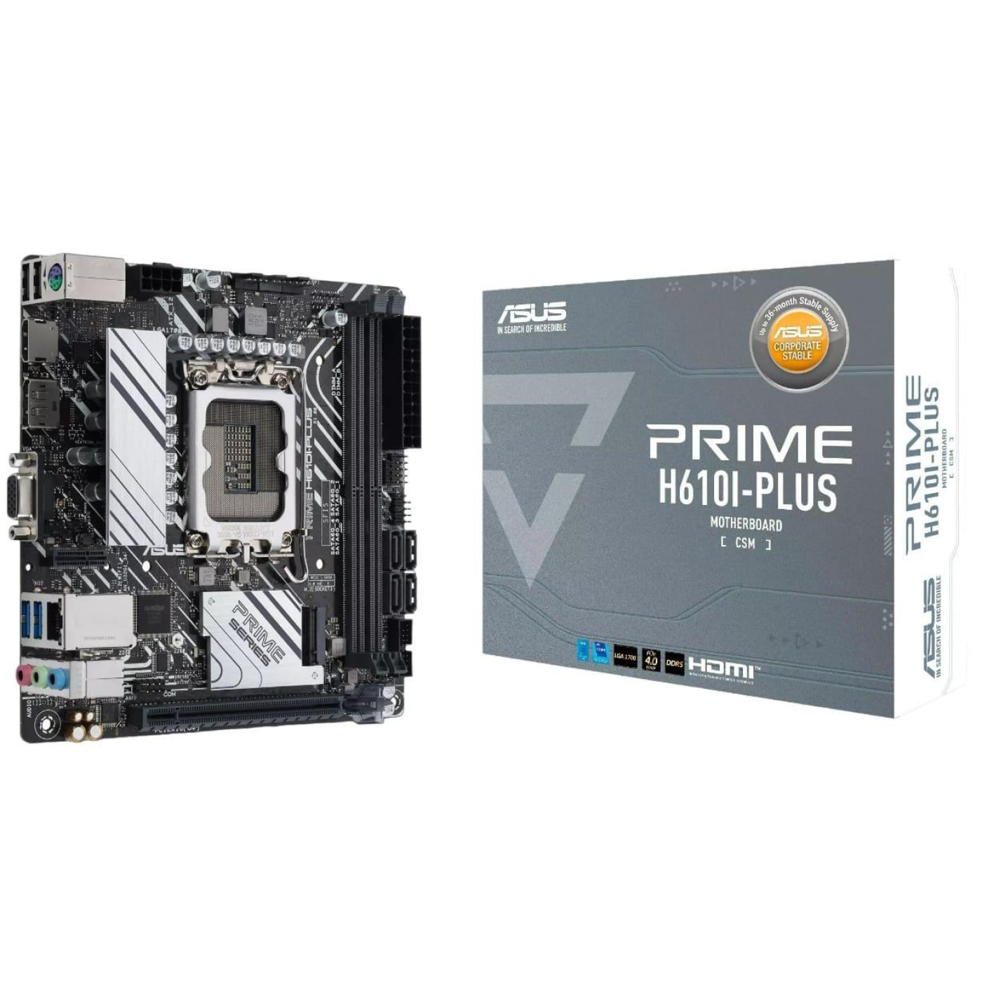 Материнська плата ASUS PRIME H610I-PLUS-CSM (PRIME H610I-PLUS-CSM) (Socket 1700, Intel H610, Mini-ITX)