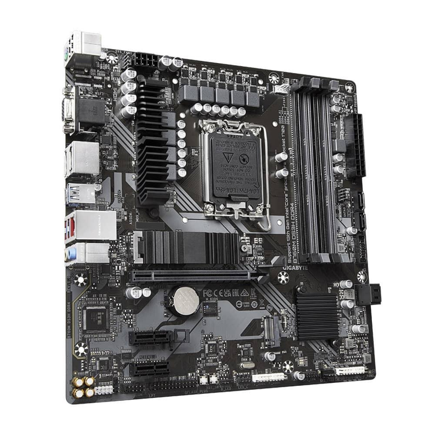 Материнська плата GIGABYTE B760M DS3H DDR4 (B760M DS3H DDR4) (Socket 1700, Intel B760, Micro-ATX)
