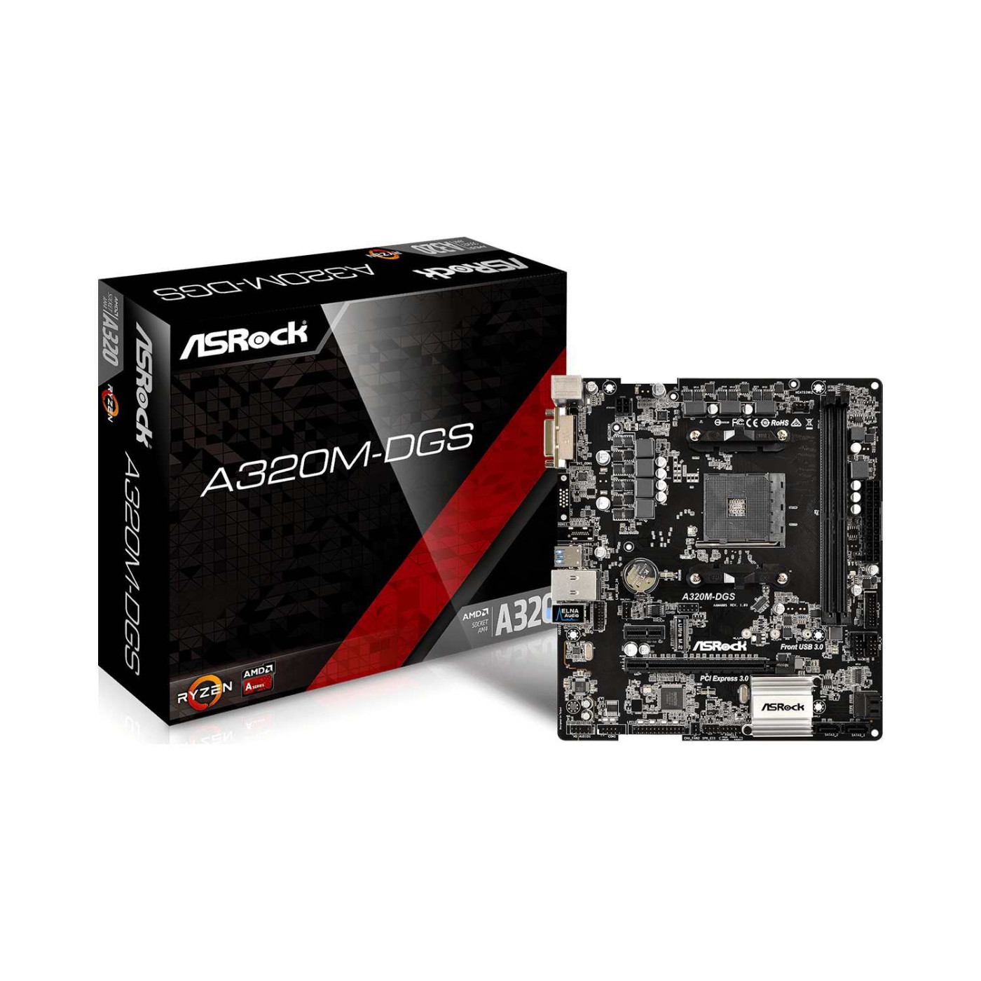 Материнська плата AsRock A320M-DGS (A320M-DGS) (Socket AM4, AMD A320, Micro-ATX) Б/в