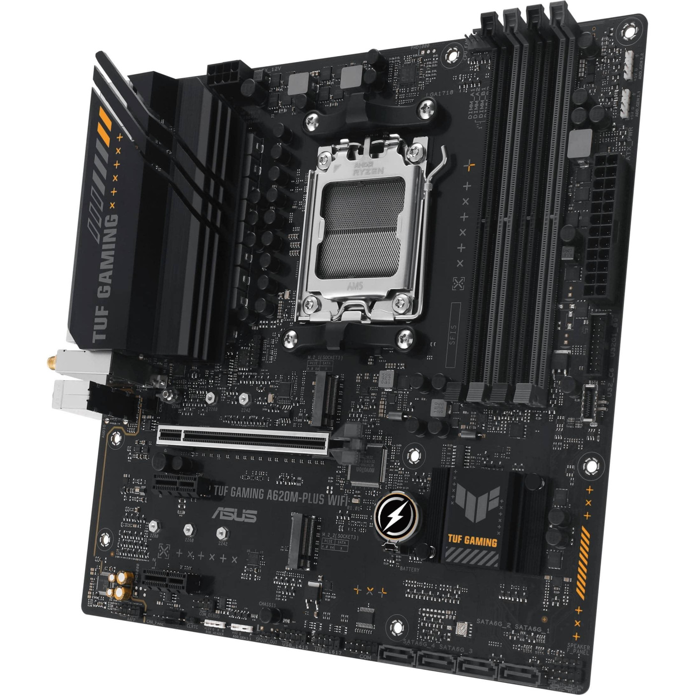 Материнська плата ASUS TUF GAMING A620M-PLUS WIFI (TUF GAMING A620M-PLUS WIFI) (Socket AM5, AMD A620, Micro-ATX)
