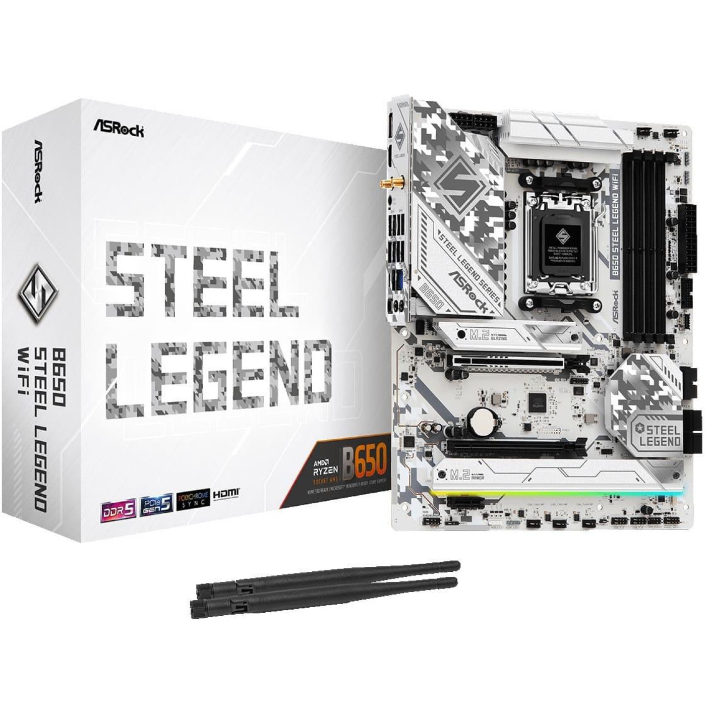Материнська плата AsRock B650 Steel Legend WIFI (B650 Steel Legend WIFI) (Socket AM5, AMD B650, ATX)
