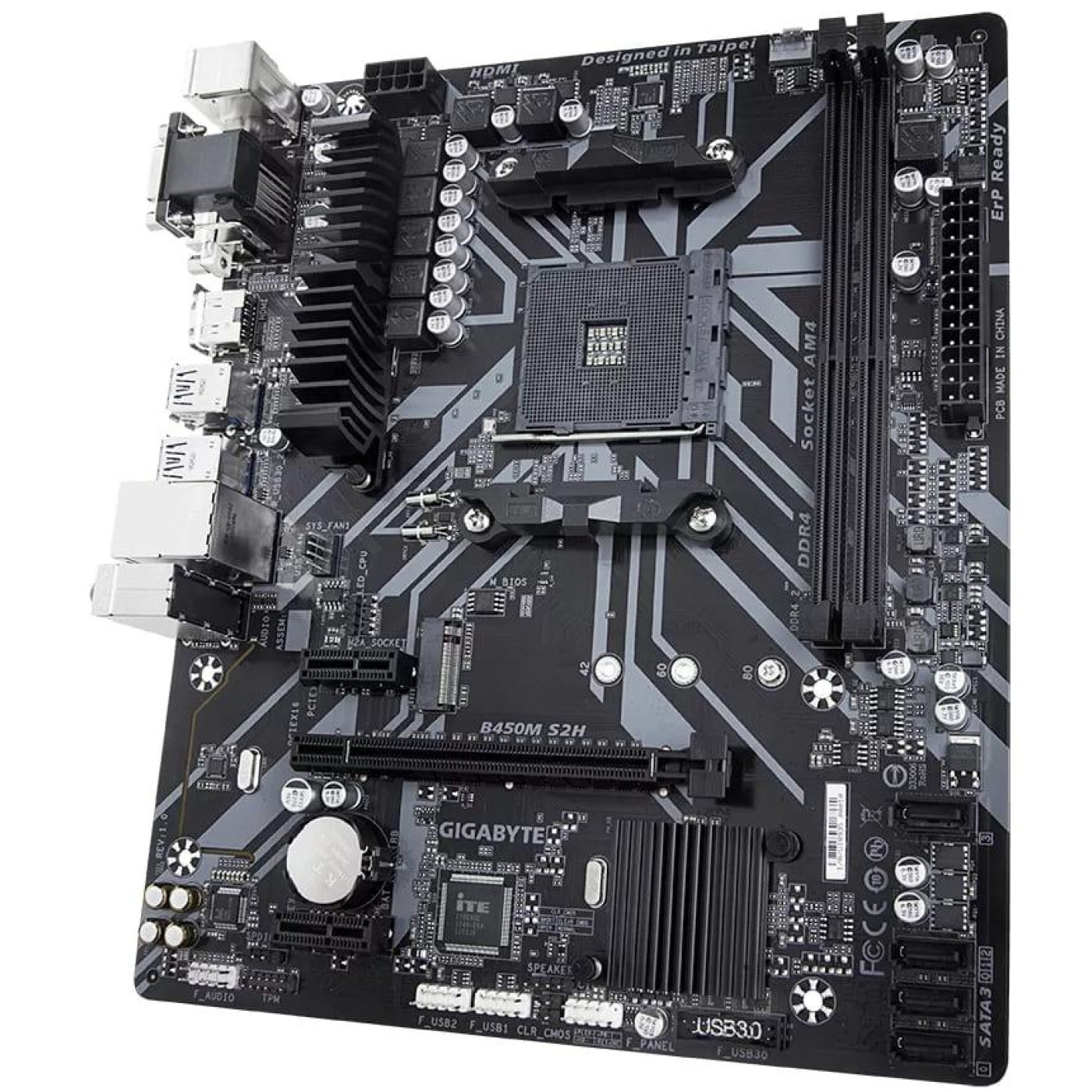 Материнская плата Gigabyte B450M S2H (B450M S2H) (Socket AM4, AMD B450, Micro-ATX) Б/у