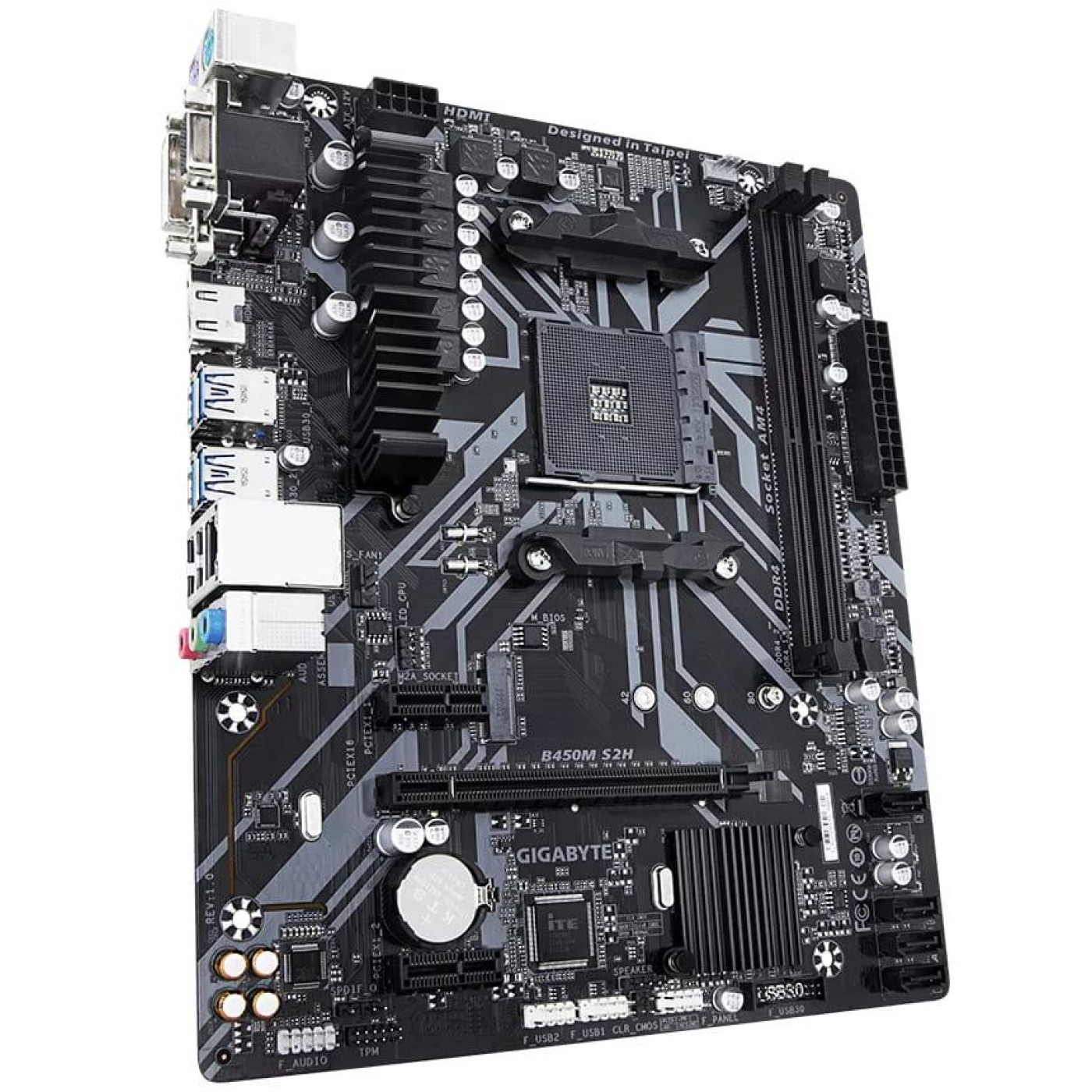 Материнская плата Gigabyte B450M S2H (B450M S2H) (Socket AM4, AMD B450, Micro-ATX) Б/у