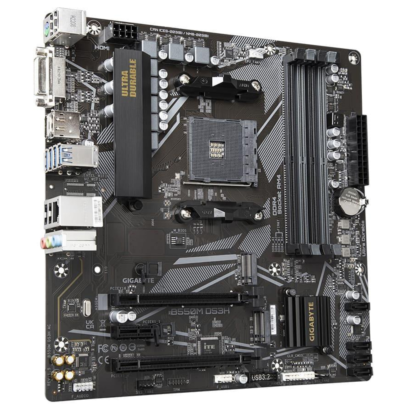 Материнська плата Gigabyte B550M DS3H (B550M DS3H) (Socket AM4, AMD B550, Micro-ATX)