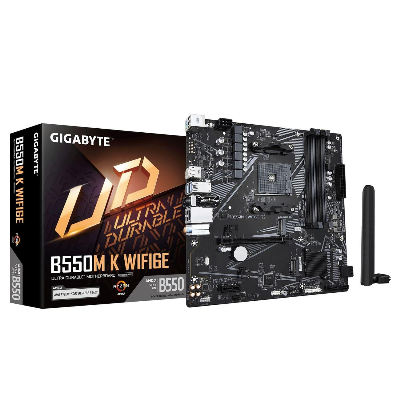Материнська плата GIGABYTE B550M K WIFI6E (B550M K WIFI6E) (Socket AM4, AMD B550, Micro-ATX)