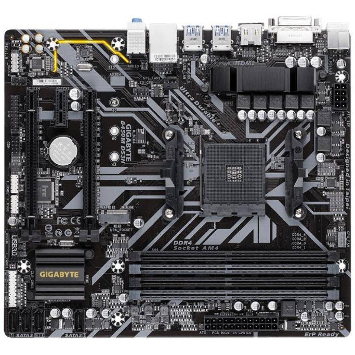 Материнська плата Gigabyte B450M DS3H (B450M DS3H) (Socket AM4, AMD B450, Micro-ATX) Б/в