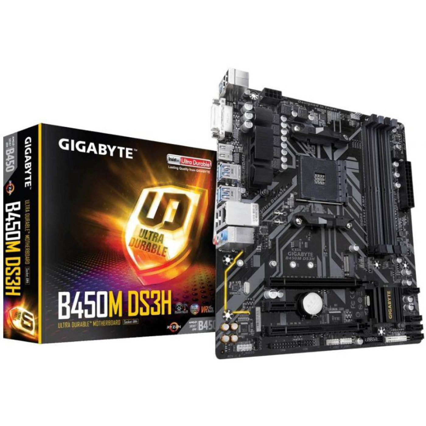 Материнська плата Gigabyte B450M DS3H (B450M DS3H) (Socket AM4, AMD B450, Micro-ATX) Б/в