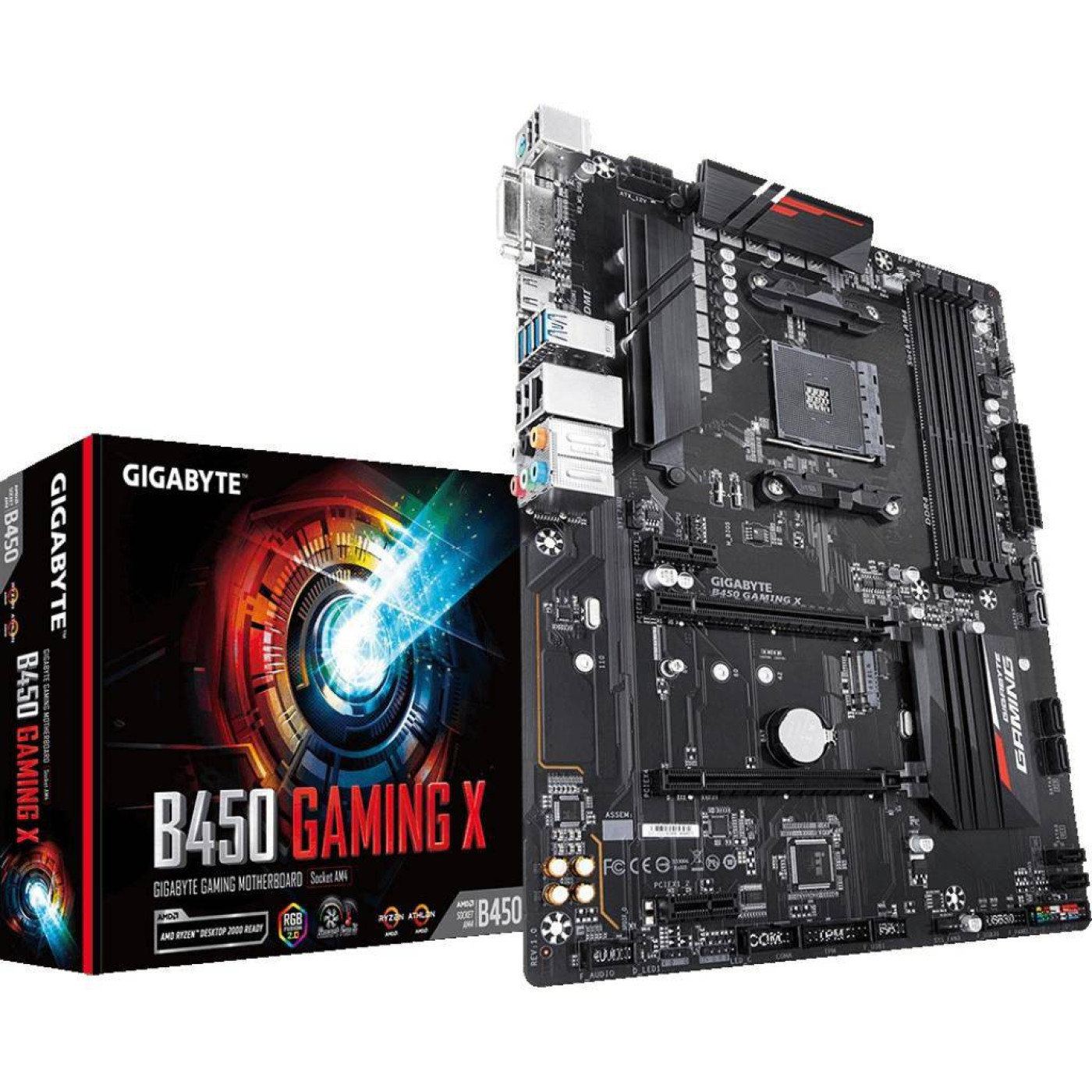 Материнська плата Gigabyte B450 Gaming X (B450 GAMING X) (Socket AM4, AMD B450, ATX) Б/в