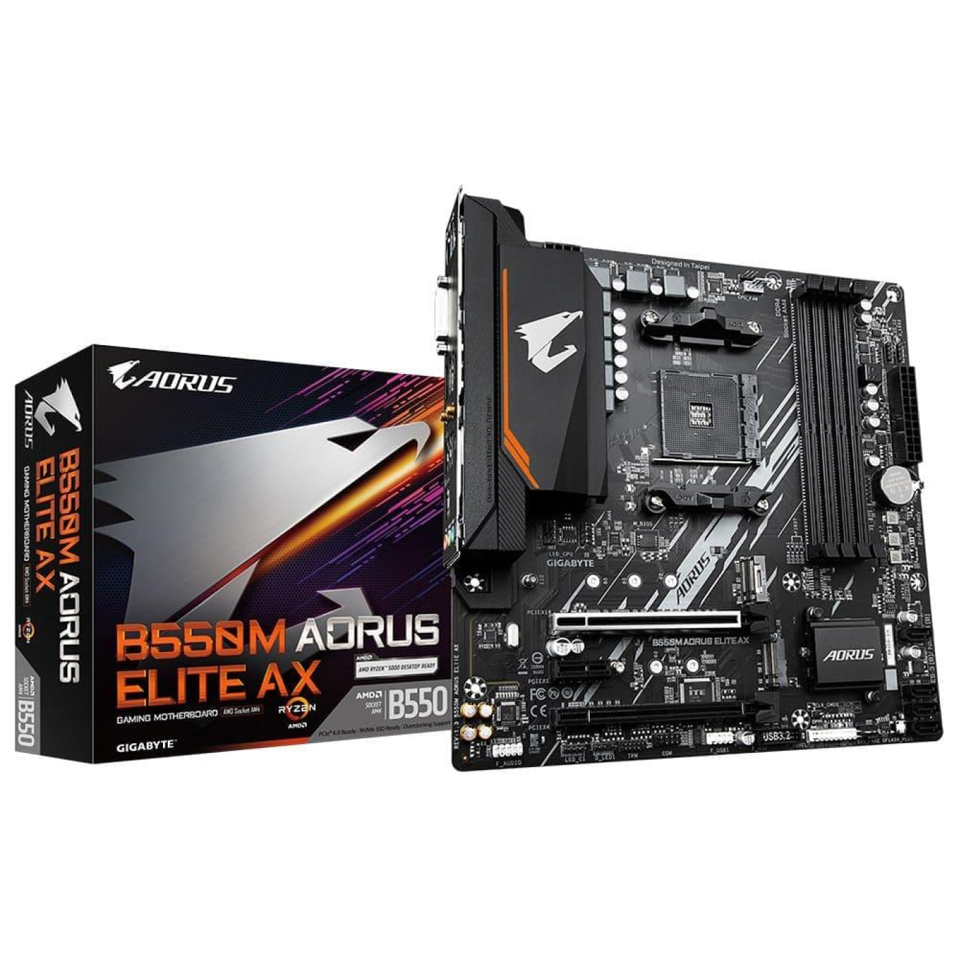 Материнська плата Gigabyte B550M AORUS ELITE AX (B550M AORUS ELITE AX) (Socket AM4, AMD B550, Micro-ATX)