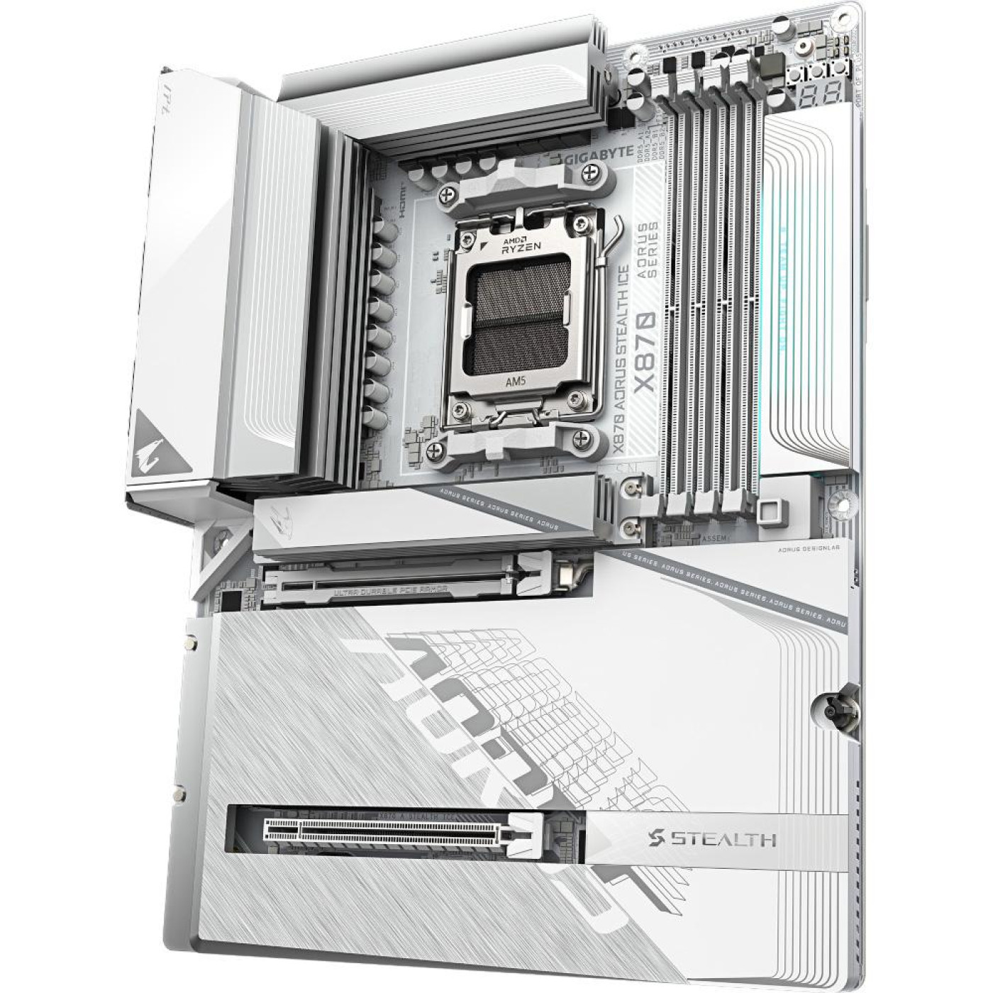 Материнська плата Gigabyte X870 AORUS STEALTH ICE (X870 AORUS STEALTH ICE) (Socket AM5, AMD X870, ATX)