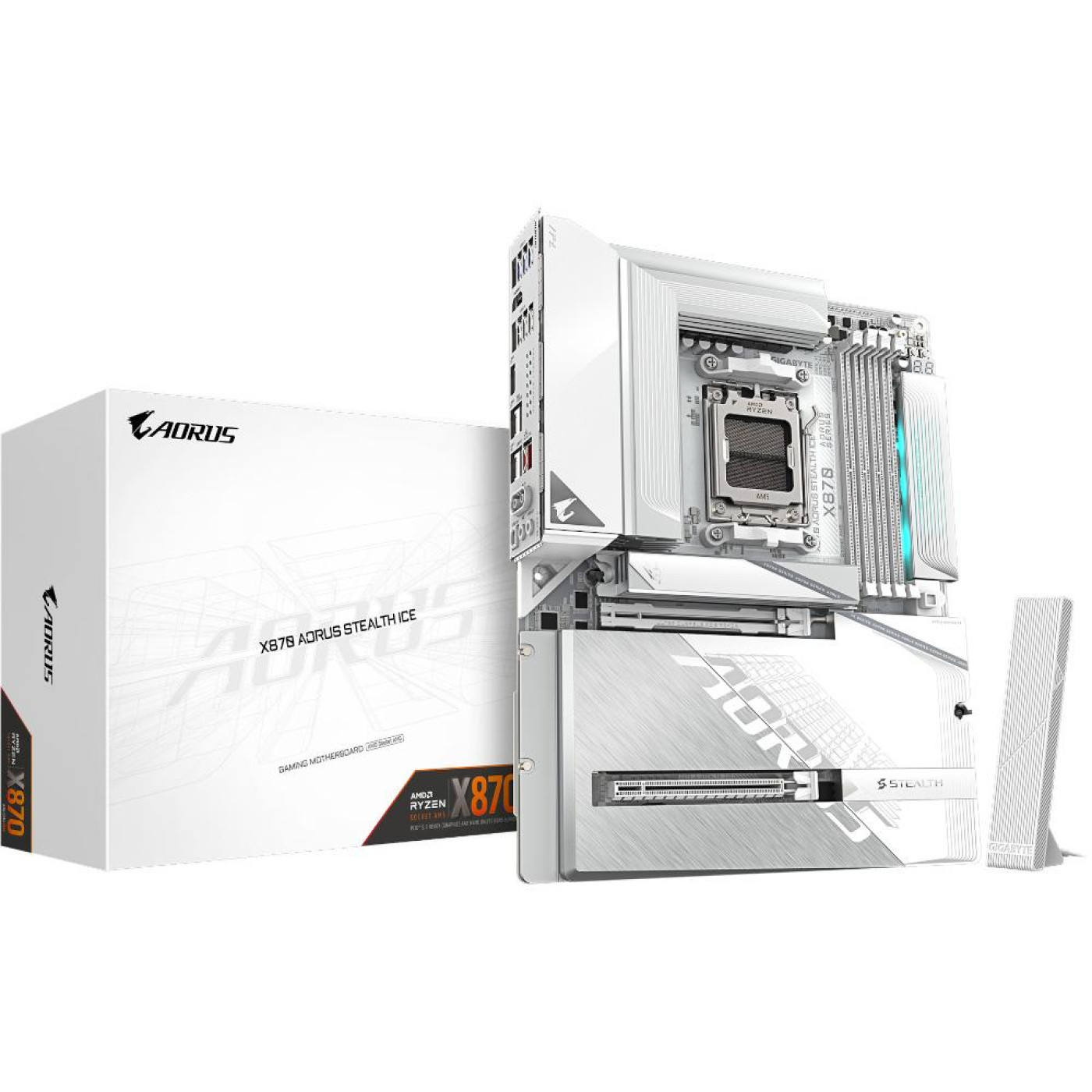Материнська плата Gigabyte X870 AORUS STEALTH ICE (X870 AORUS STEALTH ICE) (Socket AM5, AMD X870, ATX)