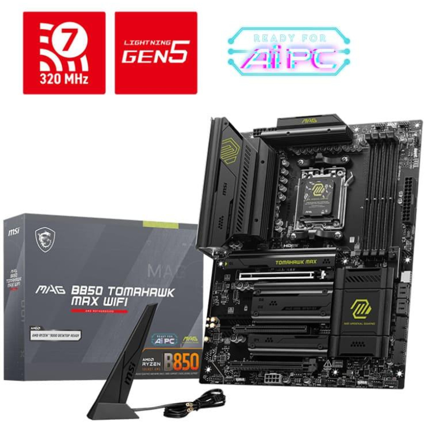 Материнська плата MSI MAG B850 TOMAHAWK MAX WIFI (MAG B850 TOMAHAWK MAX WIFI) (Socket AM5, AMD B850, ATX)