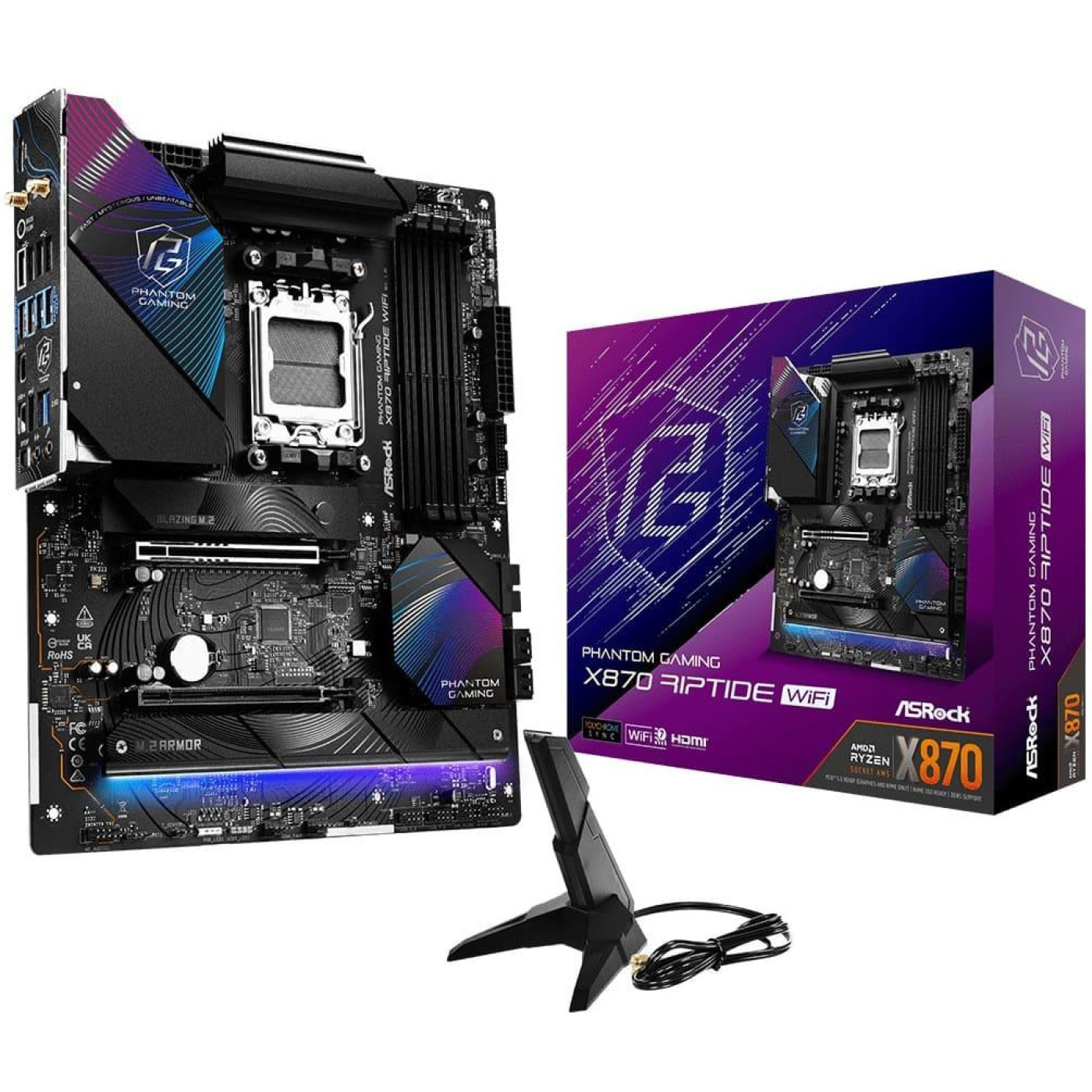 Материнская плата AsRock X870 RIPTIDE WIFI (X870 RIPTIDE WIFI) (Socket AM5, AMD X870, ATX)