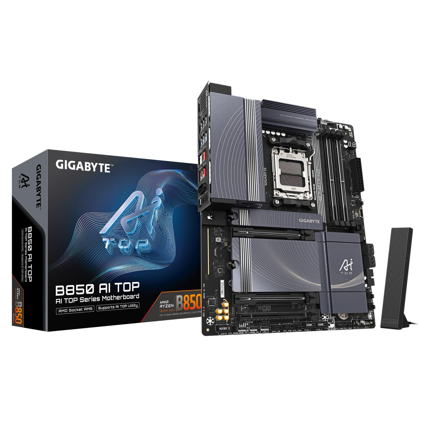 Материнська плата GIGABYTE B850 AI TOP (B850 AI TOP) (Socket AM5, AMD B850, ATX)
