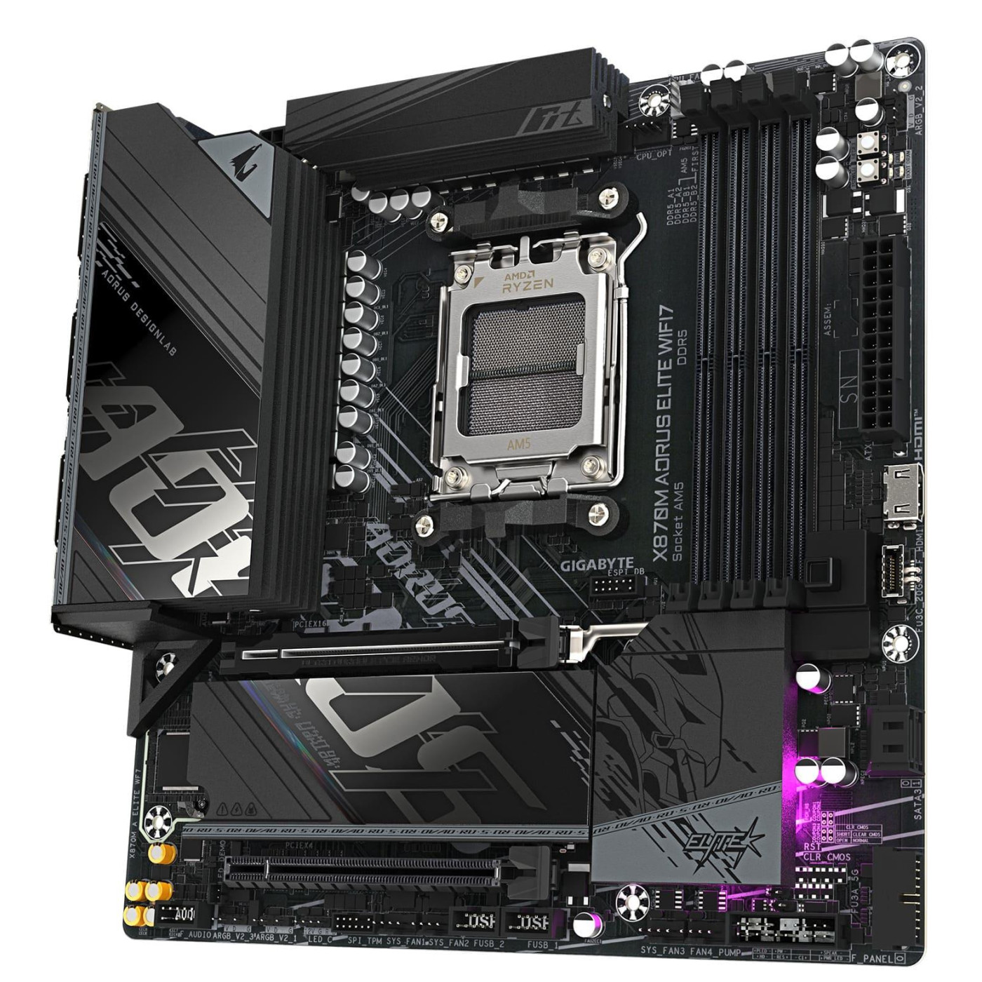 Материнська плата Gigabyte X870M AORUS ELITE WIFI7 (X870M AORUS ELITE WIFI7) (Socket AM5, AMD X870, Micro-ATX)