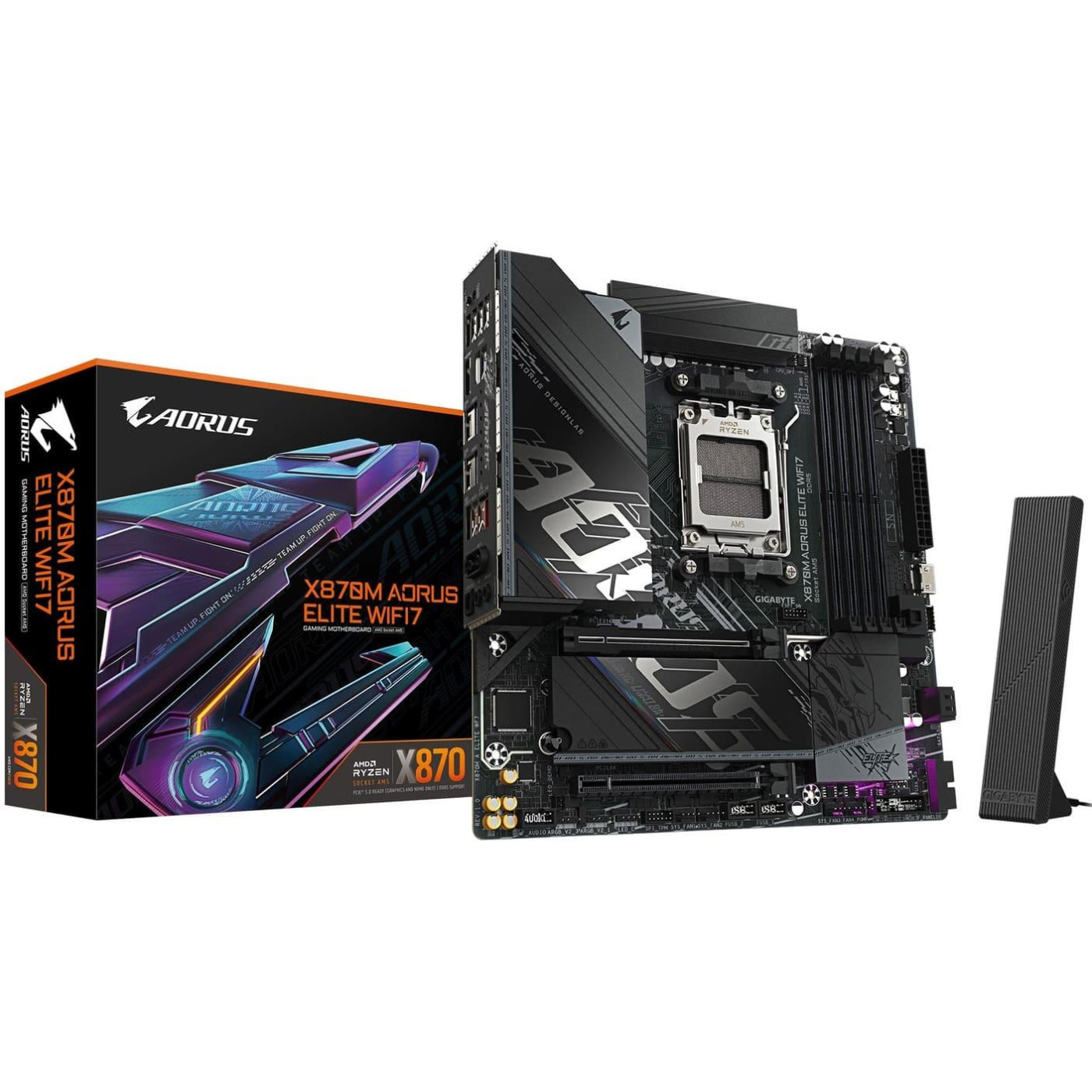 Материнська плата Gigabyte X870M AORUS ELITE WIFI7 (X870M AORUS ELITE WIFI7) (Socket AM5, AMD X870, Micro-ATX)