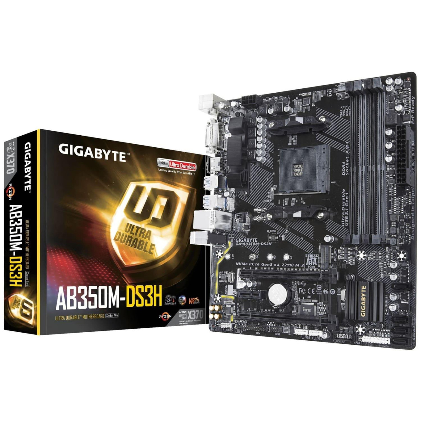 Материнская плата Gigabyte AB350M-DS3H (GA-AB350M-DS3H) ( , ) Б/у
