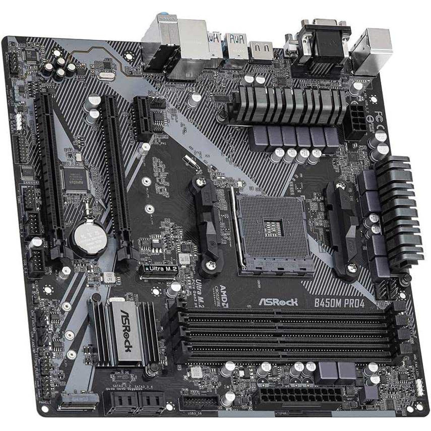 Материнская плата AsRock B450M Pro4 R2.0 (B450M Pro4 R2.0) (Socket AM4, AMD B450, Micro-ATX) FR