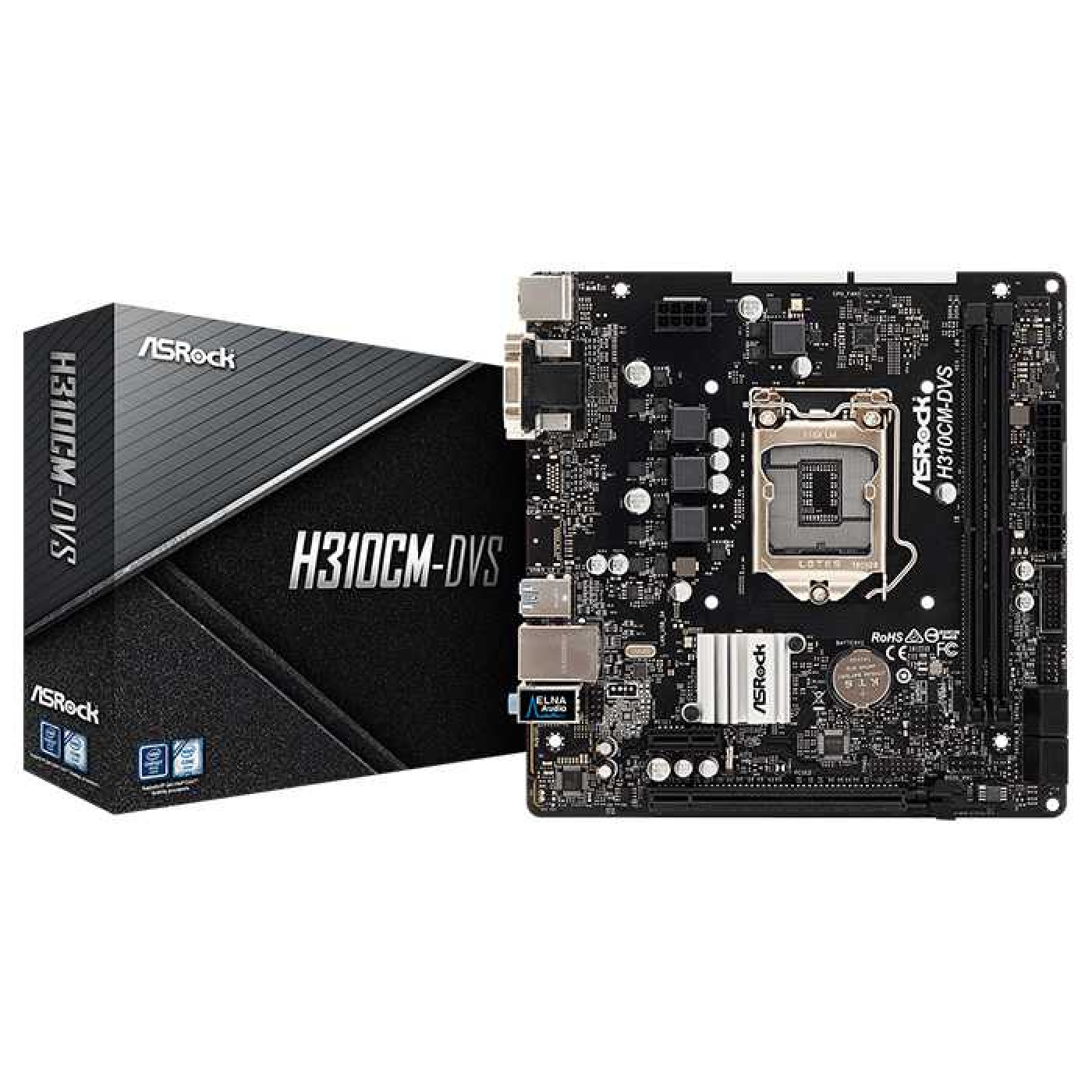 Материнская плата AsRock H310CM-DVS (H310CM-DVS) (Socket 1151 v2, Intel H310, Micro-ATX) Б/у,U1