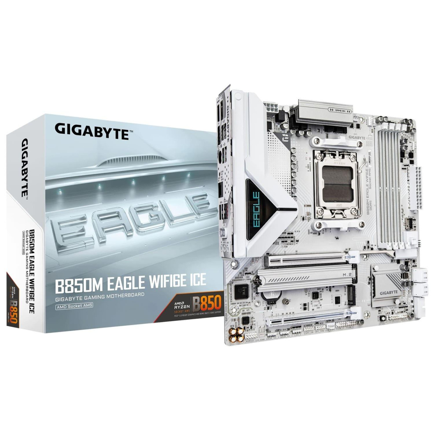 Материнская плата Gigabyte B850M EAGLE WIFI6E ICE (B850M EAGLE WIFI6E ICE) (Socket AM5, AMD B850, Micro-ATX)