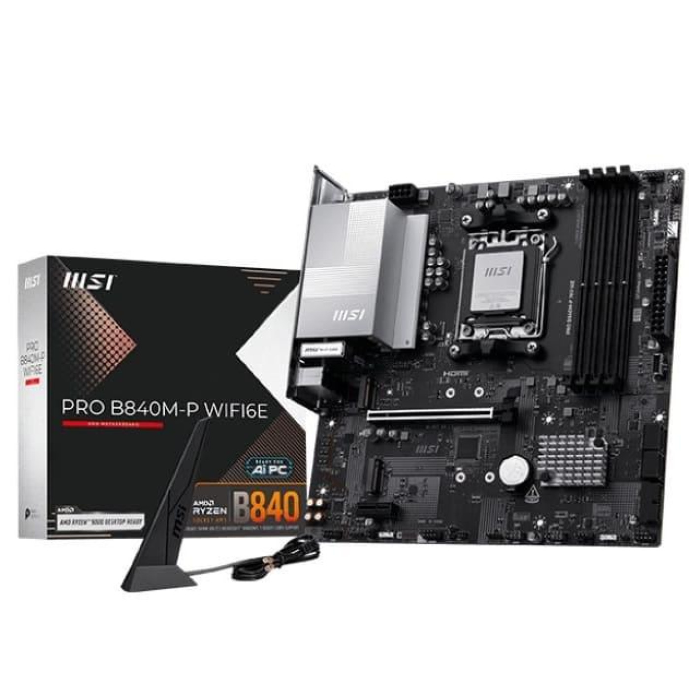 Материнська плата MSI PRO B840M-P WIFI6E (PRO B840M-P WIFI6E) (Socket AM5, AMD B840, Micro-ATX)