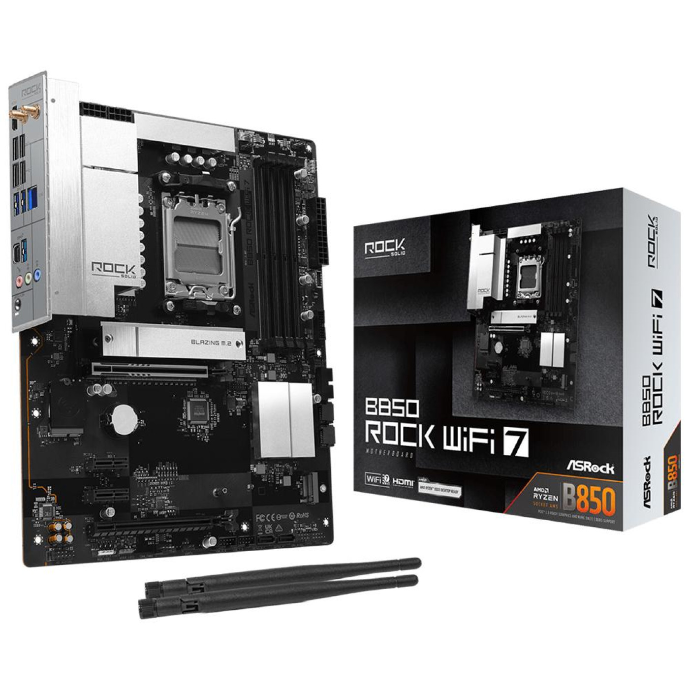 Материнська плата ASRock B850 ROCK WIFI 7 (B850 ROCK WIFI 7) (Socket AM5, AMD B850, ATX)